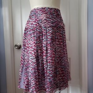 Vintage Purple Lilac Waterblot Pattern Slashed Chiffon Skirt Flapper Style Sz 8